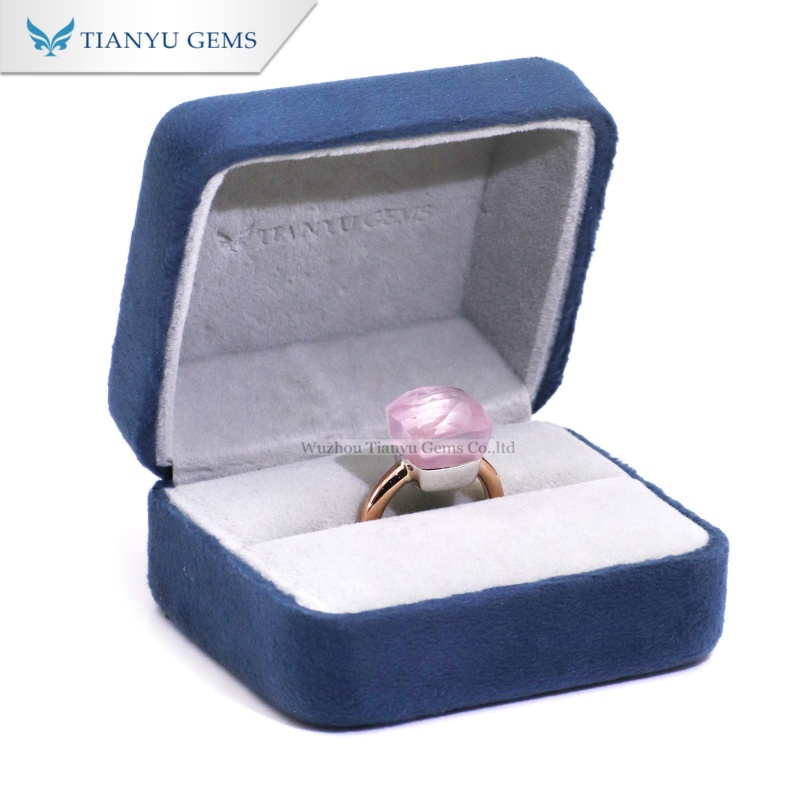 Tianyu Gems Frosted Pink Sapphire Solitaire Ring 18k Rose Gold Engagement Ring 7