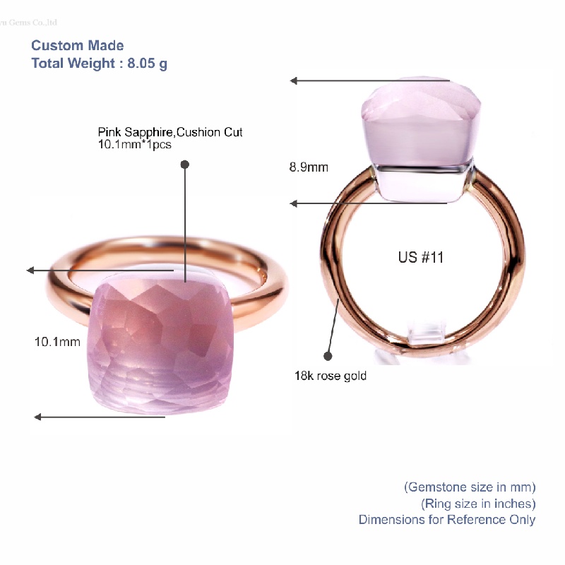 Tianyu Gems Frosted Pink Sapphire Solitaire Ring 18k Rose Gold Engagement Ring 5