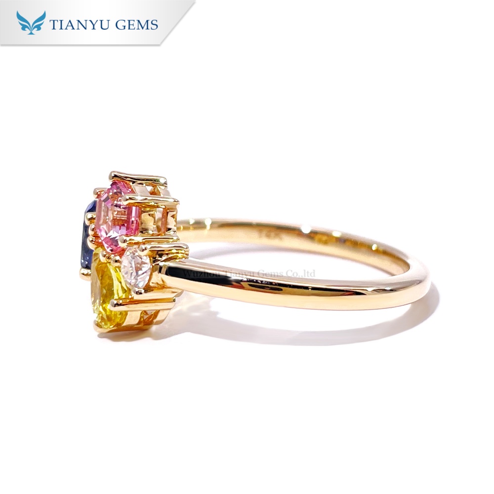 Tianyu Gems Lab Grown Gemstone Ring 14k Yellow Gold Sapphire Ring 6