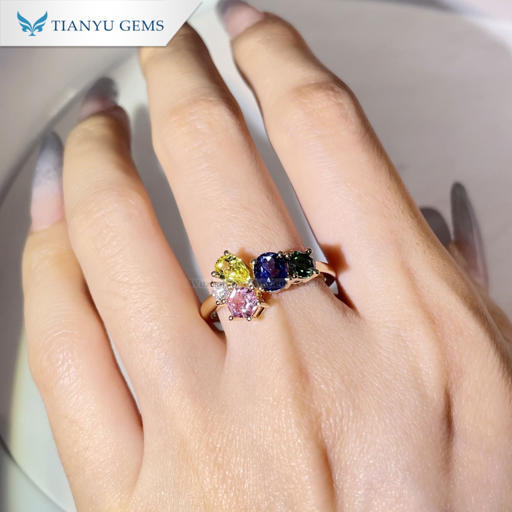 Tianyu Gems Lab Grown Gemstone Ring 14k Yellow Gold Sapphire Ring 4