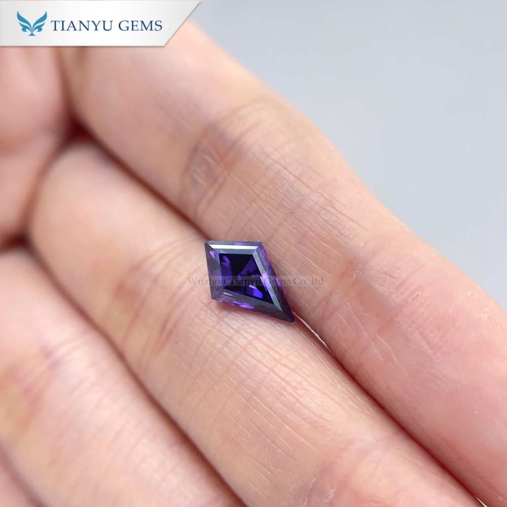 Kite Cut Lab Grown Gemstone Purple Blue Sapphire 8