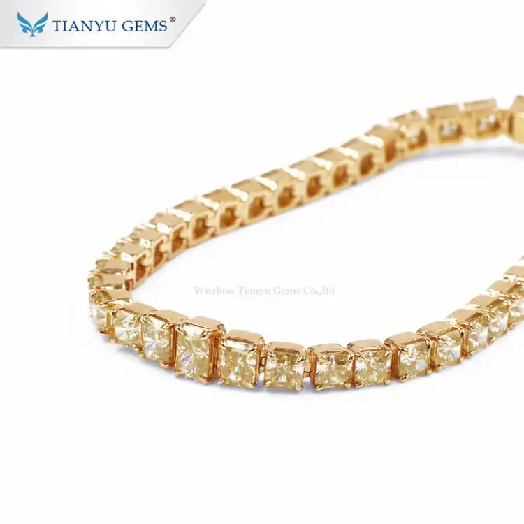 Tianyu Gems 14k/18K chinese gold jewelry yellow diamond gold bracelet crushed ice cut moissanite diamond bracelet 1