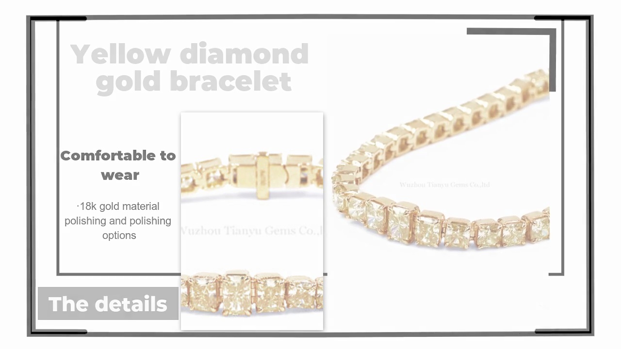 The details.Comfortable to .wear.·18k gold material .polishing and polishing .options.Yellow diamond .gold bracelet.
