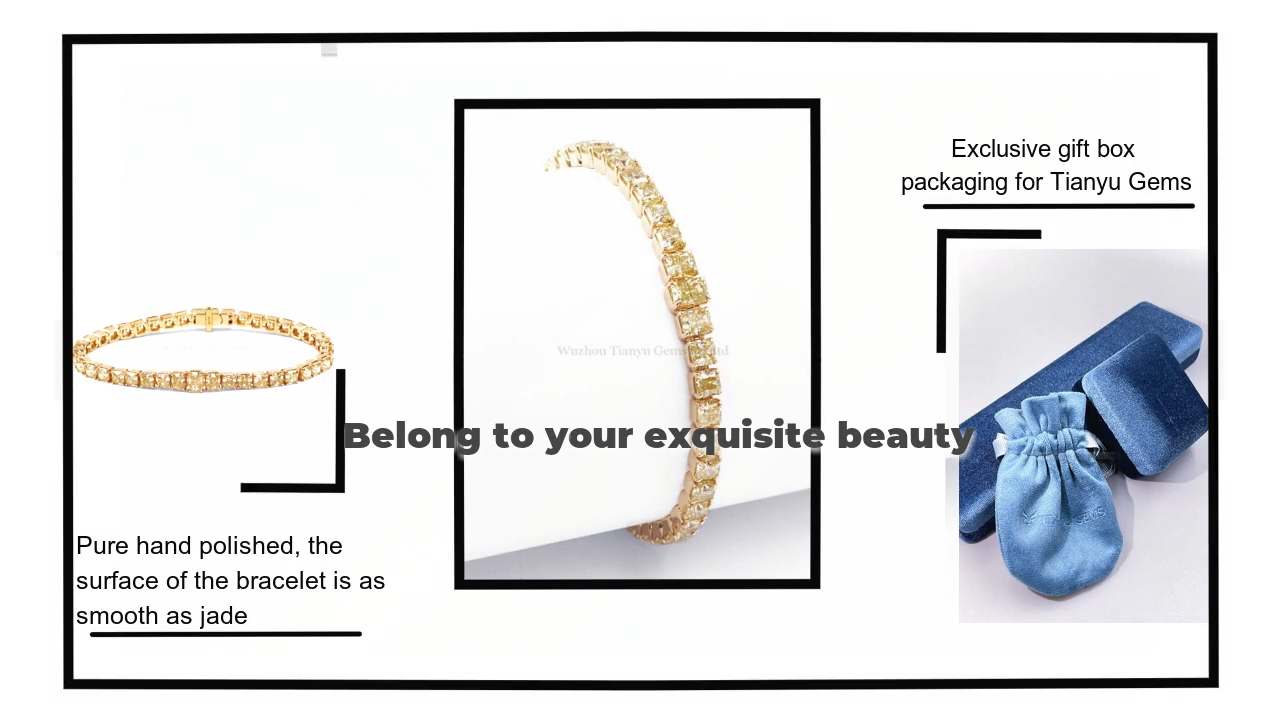 Tianyu Gems 14k/18K chinese gold jewelry yellow diamond gold bracelet crushed ice cut moissanite diamond bracelet 3