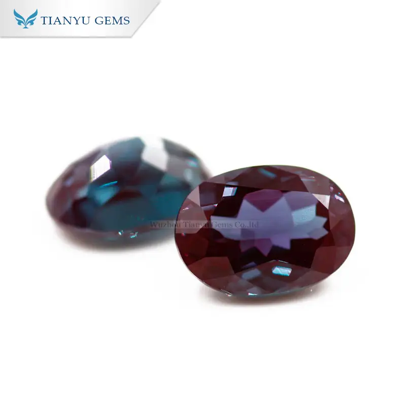 Best tianyu gems natural cut color change loose synthetic alexandrite stone 1