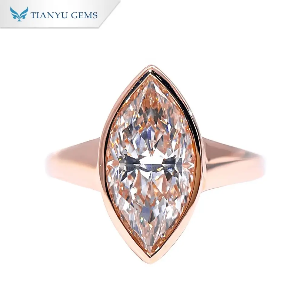 Tianyu Gems Marquise Cut Rose Gold Lab Grown Diamond Ring 14k Solitaire Engagement Ring 1