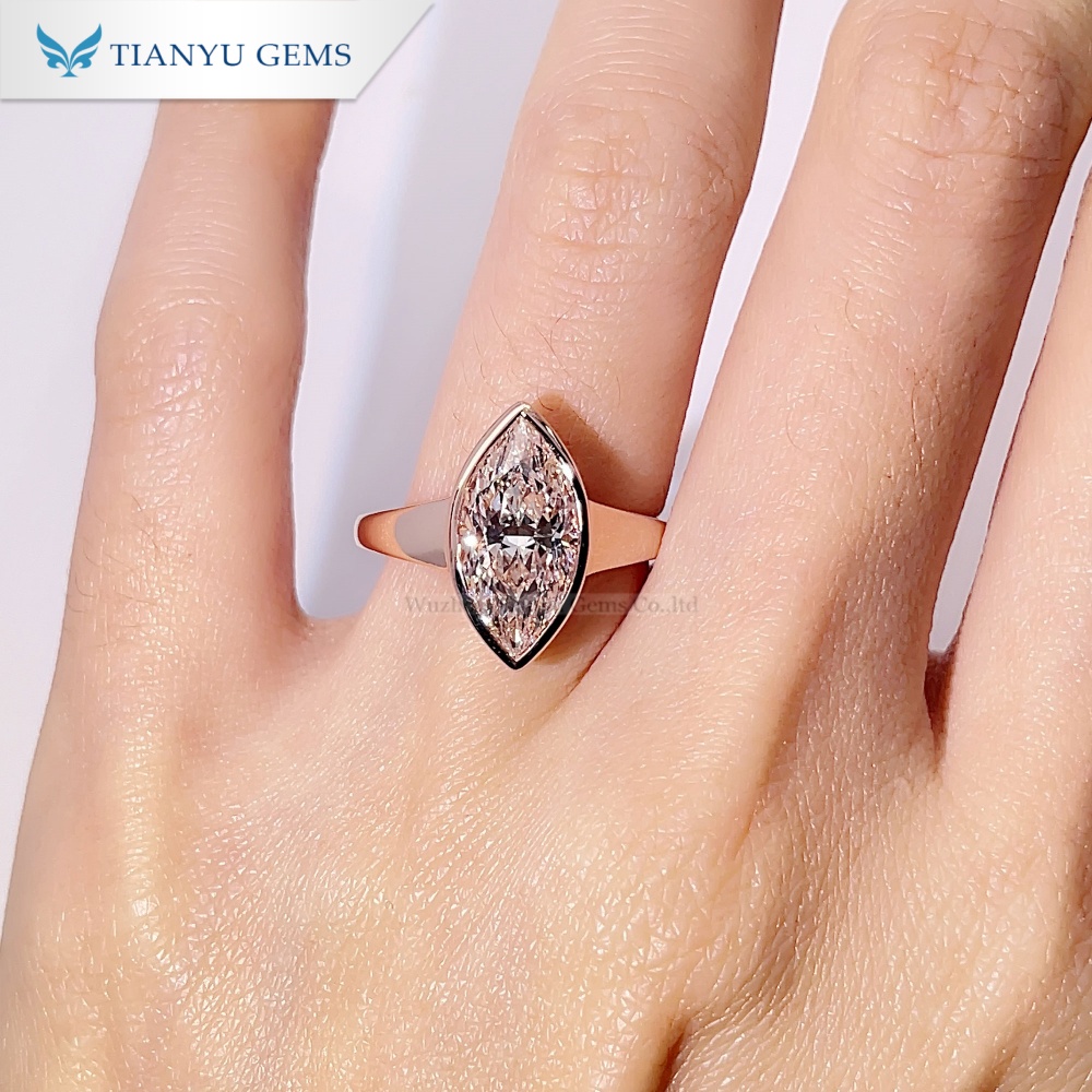 Tianyu Gems Marquise Cut Rose Gold Lab Grown Diamond Ring 14k Solitaire Engagement Ring 4
