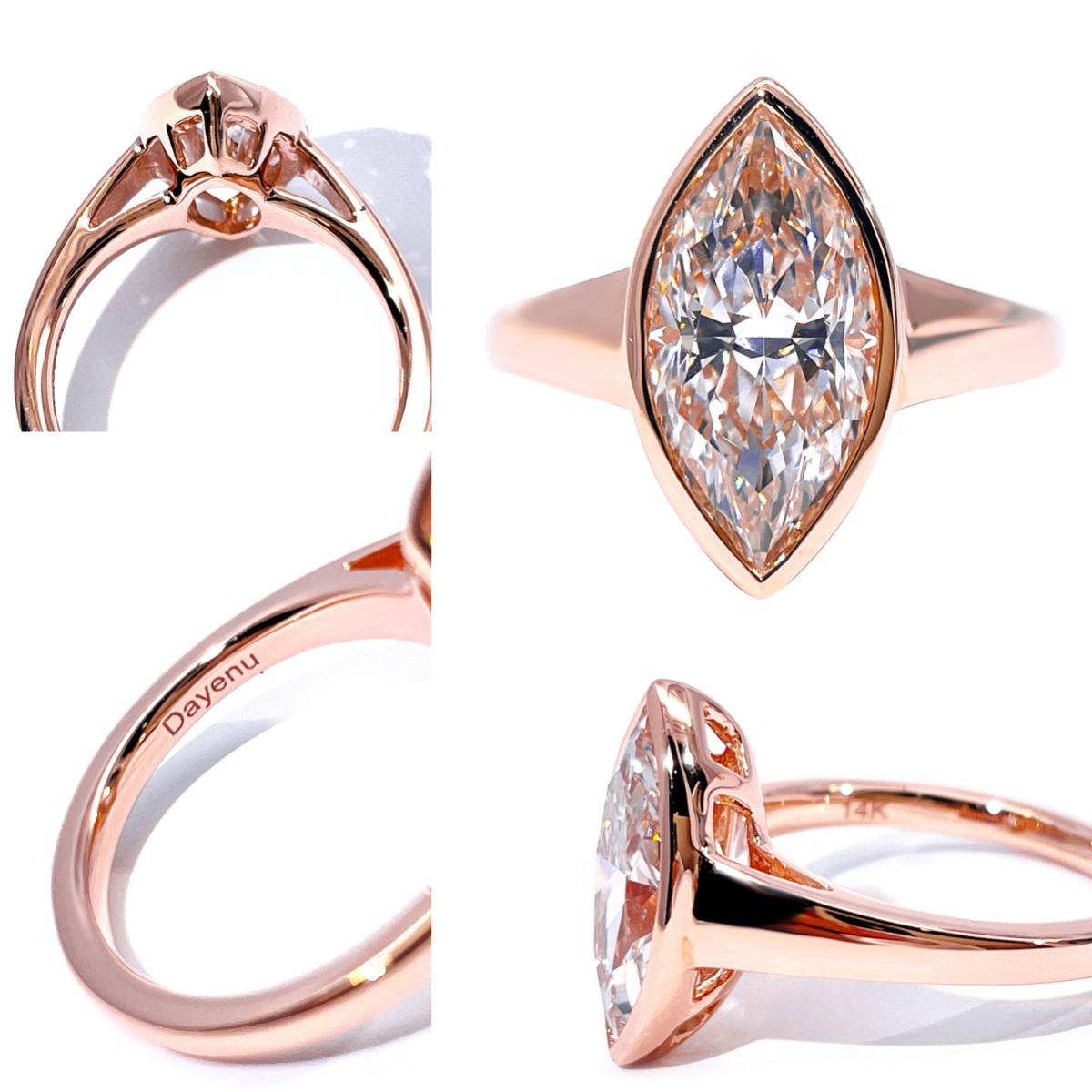 Tianyu Gems Marquise Cut Rose Gold Lab Grown Diamond Ring 14k Solitaire Engagement Ring 6