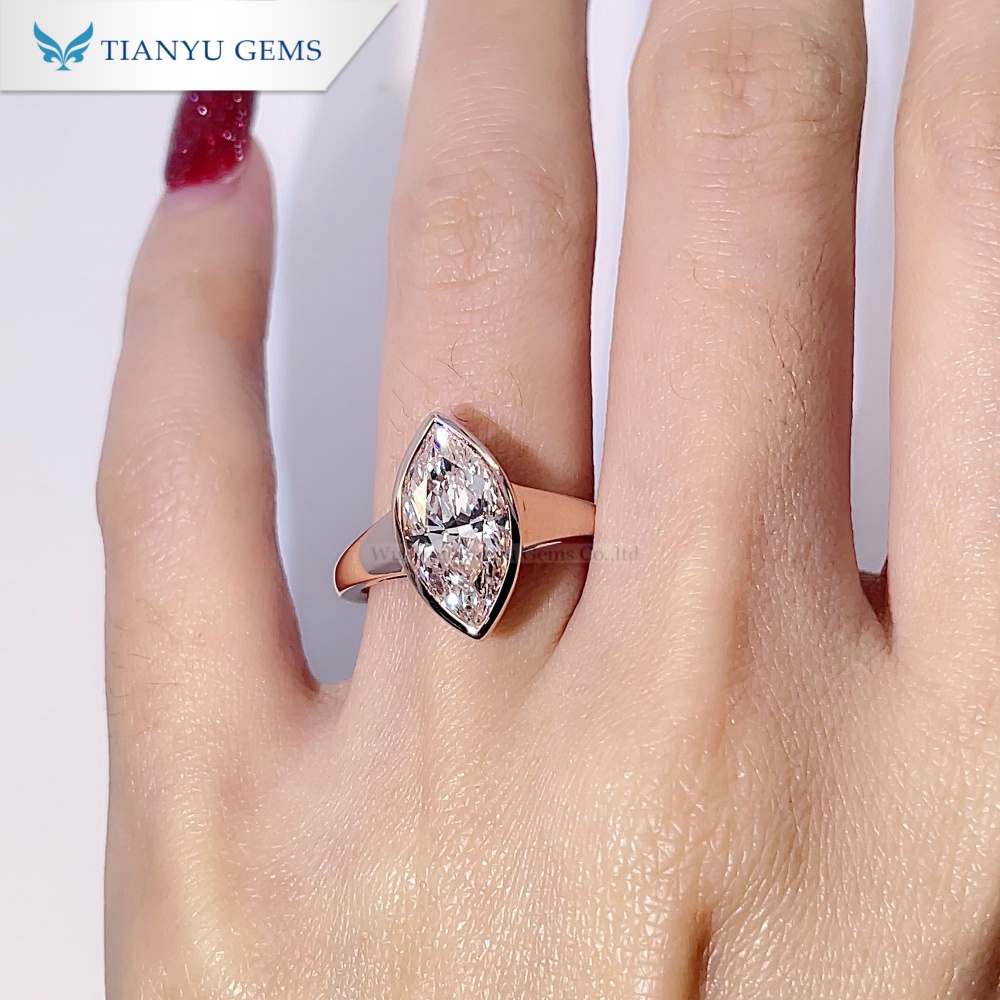 Tianyu Gems Marquise Cut Rose Gold Lab Grown Diamond Ring 14k Solitaire Engagement Ring 2