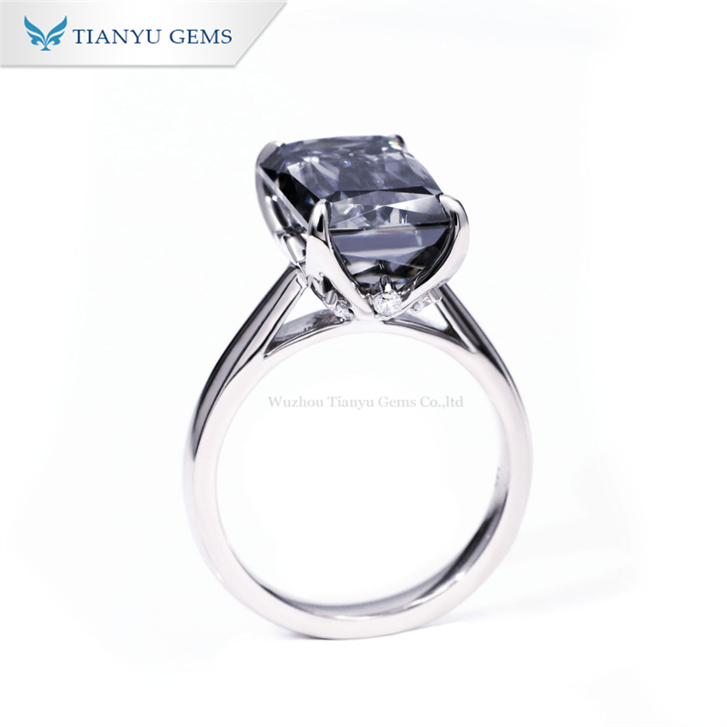 Tianyu gems Criss-Cut moissanite gray color moissanite diamond white gold ring wholesale moissanite rings 7