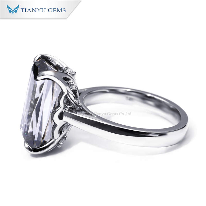Tianyu gems Criss-Cut moissanite gray color moissanite diamond white gold ring wholesale moissanite rings 6