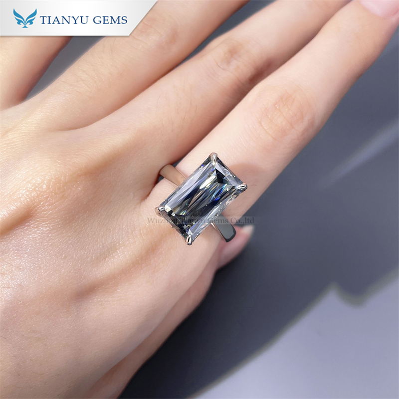Tianyu gems Criss-Cut moissanite gray color moissanite diamond white gold ring wholesale moissanite rings 8
