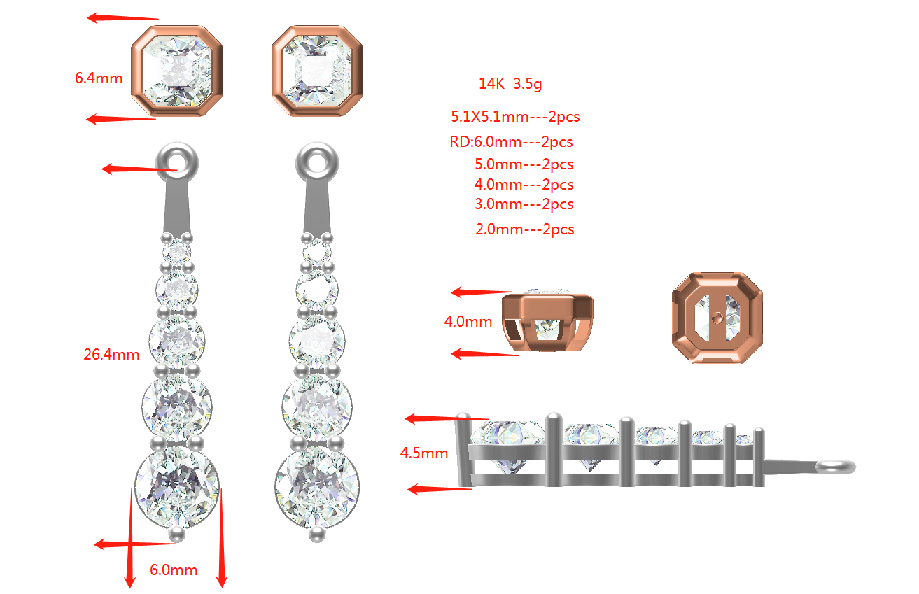Moissanite Dual Purpose Drop Earrings 8