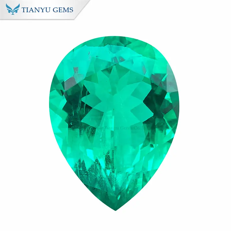 8*10mm Pear Natural Cut Hydrothermal Emerald 1