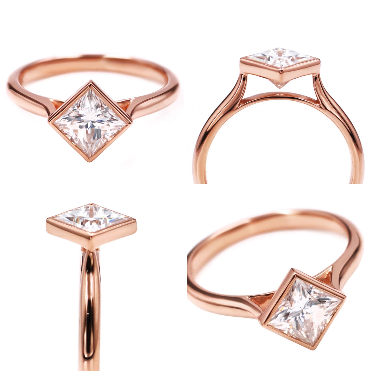 Tianyu Gems Rose Gold Princess Cut Solitaire Ring 14k Moissanite Engagement Ring 6