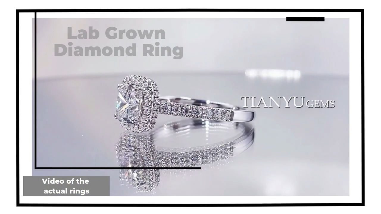 Tianyu Gems 14K white gold 1.11 carat SI1 clarity H color lab grown diamond cushion ring luxury group diamond ring 4