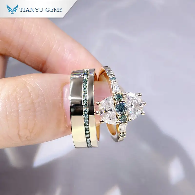 18K Yellow Gold Half Moon Couple Rings 5