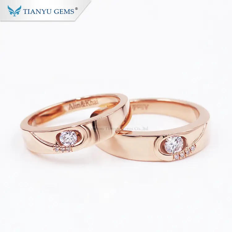 Customized 14K/18k rose Gold Engagement lover Ring Wedding Couple Rings 1