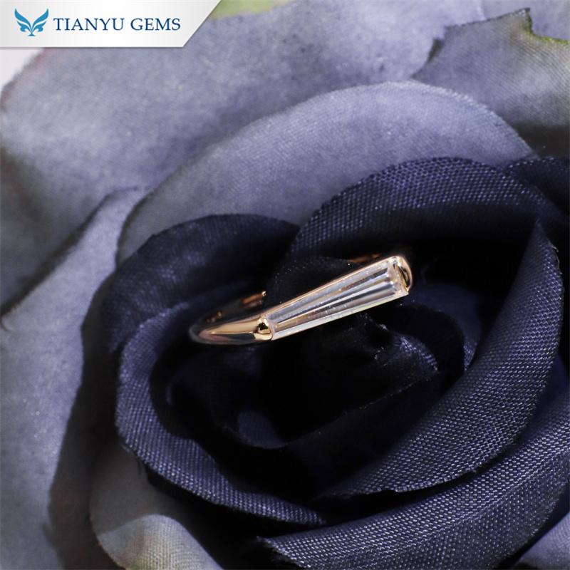 Tianyu Gems Trapezoid Gold Ring 14K Moissanite Diamond Women's Ring 2