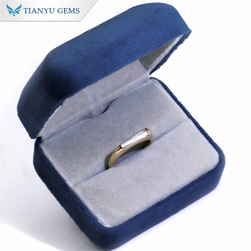 Tianyu Gems Trapezoid Gold Ring 14K Moissanite Diamond Women's Ring 7