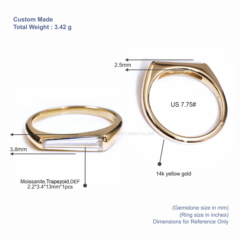 Tianyu Gems Trapezoid Gold Ring 14K Moissanite Diamond Women's Ring 5