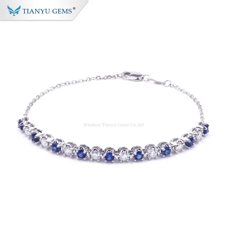 Tianyu gems blue and white moissanite diamond gold moissanite bracelets design for lady 1