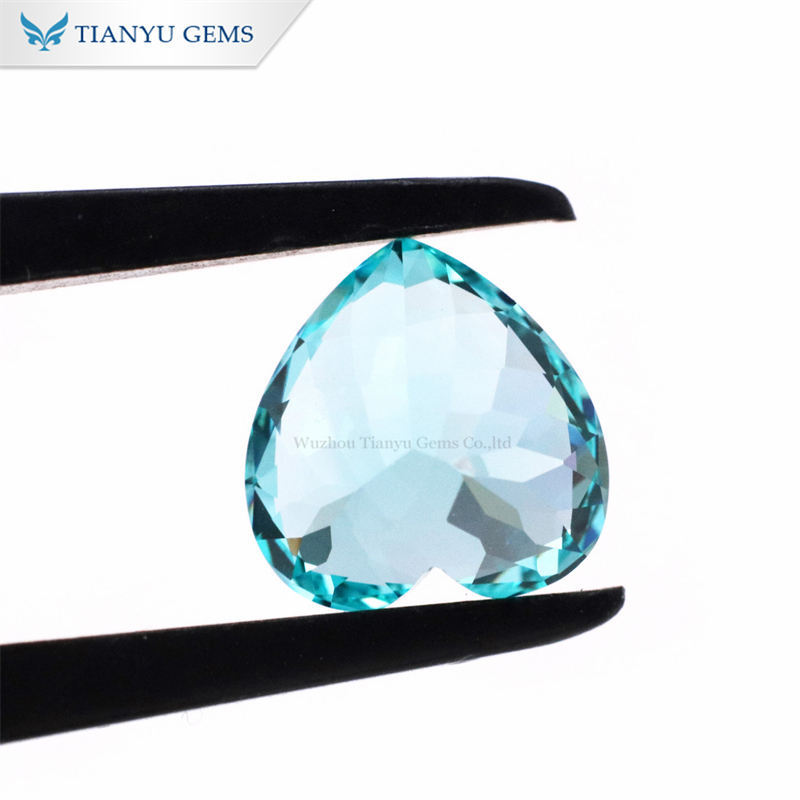 พลอยแซฟไฟร์พาราอิบาสังเคราะห์รูปหัวใจ 9