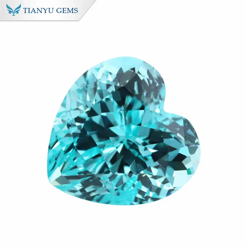 พลอยแซฟไฟร์พาราอิบาสังเคราะห์รูปหัวใจ 1