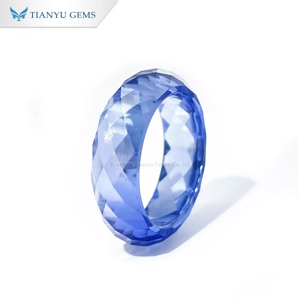 Nhẫn đá sapphire xanh nhân tạo nguyên khối 1