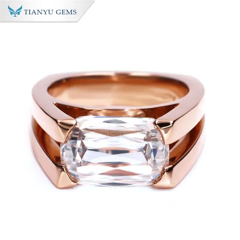 Tianyu Gems Cushion Cut Moissanite Solitaire Ring 18K Rose Gold Engagement Ring 1
