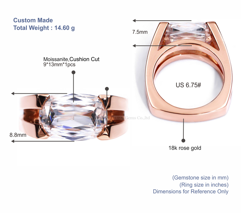 Tianyu Gems Cushion Cut Moissanite Solitaire Ring 18K Rose Gold Engagement Ring 5