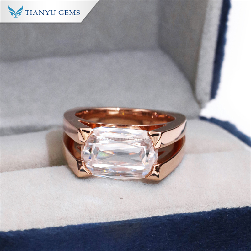 Tianyu Gems Cushion Cut Moissanite Solitaire Ring 18K Rose Gold Engagement Ring 2