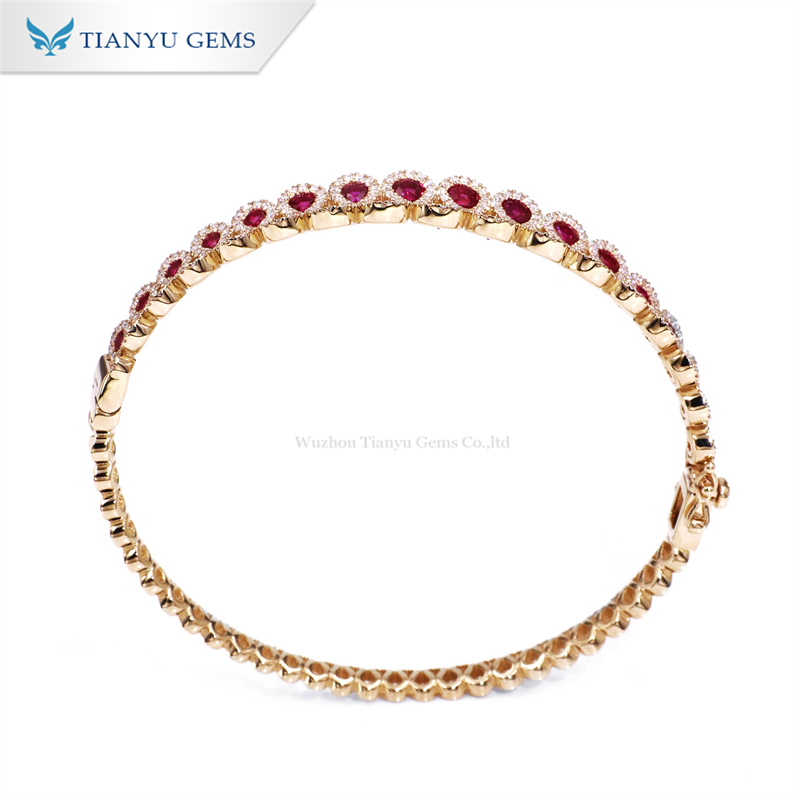 Tianyu Gems 14k Yellow Gold Ruby Bracelet Fashion Women's Colorful Gemstone Bracelet 6