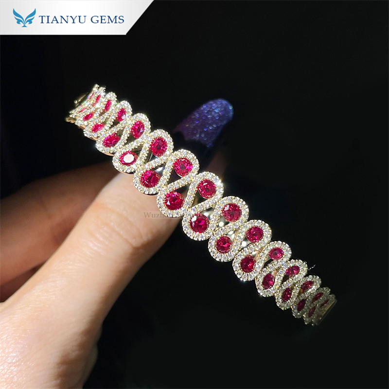 Tianyu Gems 14k Yellow Gold Ruby Bracelet Fashion Women's Colorful Gemstone Bracelet 2