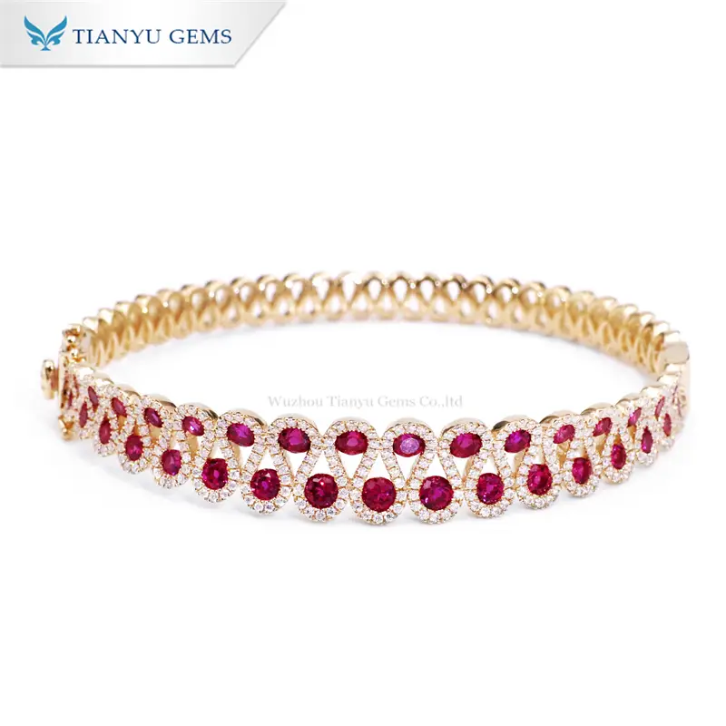 Tianyu Gems 14k Yellow Gold Ruby Bracelet Fashion Women's Colorful Gemstone Bracelet 1