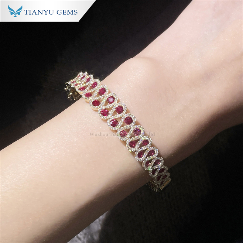 Tianyu Gems 14k Yellow Gold Ruby Bracelet Fashion Women's Colorful Gemstone Bracelet 4