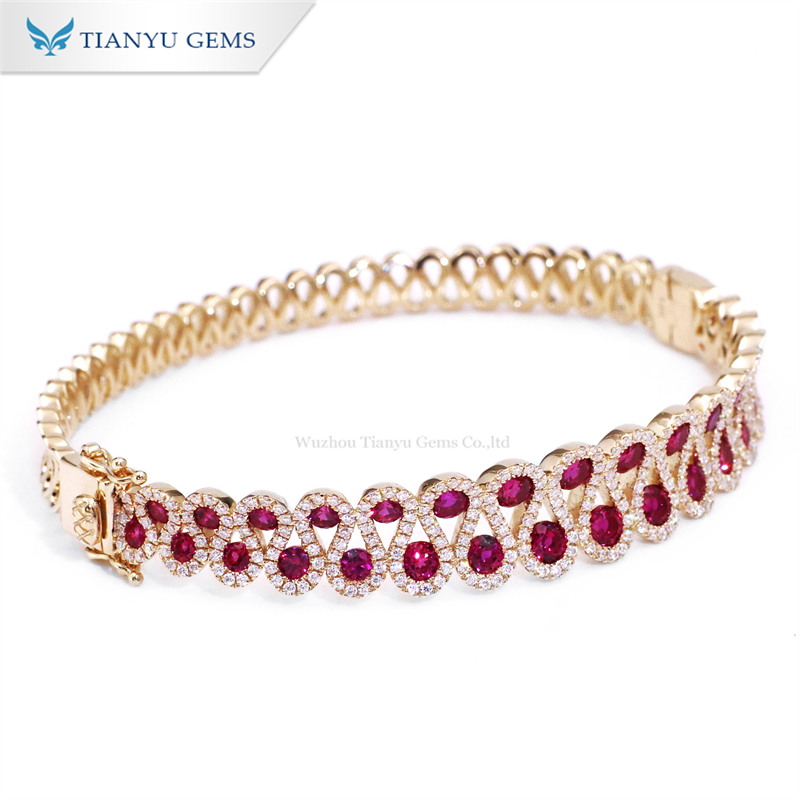Tianyu Gems 14k Yellow Gold Ruby Bracelet Fashion Women's Colorful Gemstone Bracelet 3