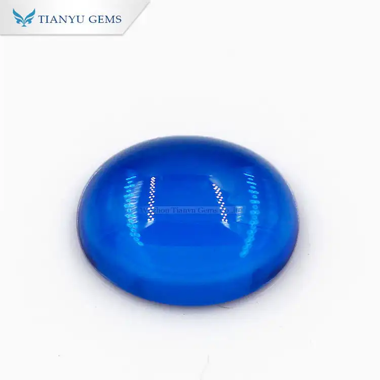 #1/2 Swiss Blue Medium Oval Cabochon Cut Synthetic Gemstone Nanosital 1