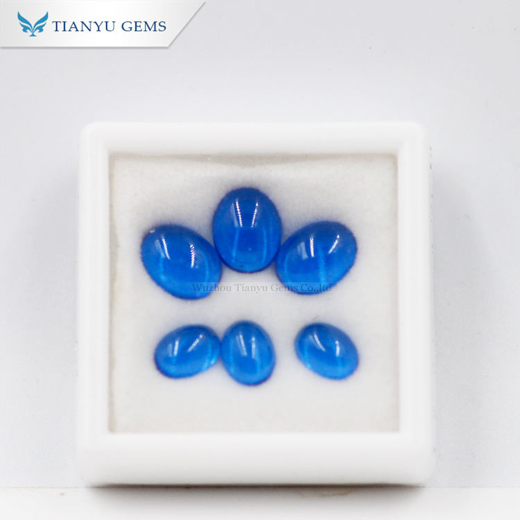 #1/2 Swiss Blue Medium Oval Cabochon Cut Synthetic Gemstone Nanosital 7
