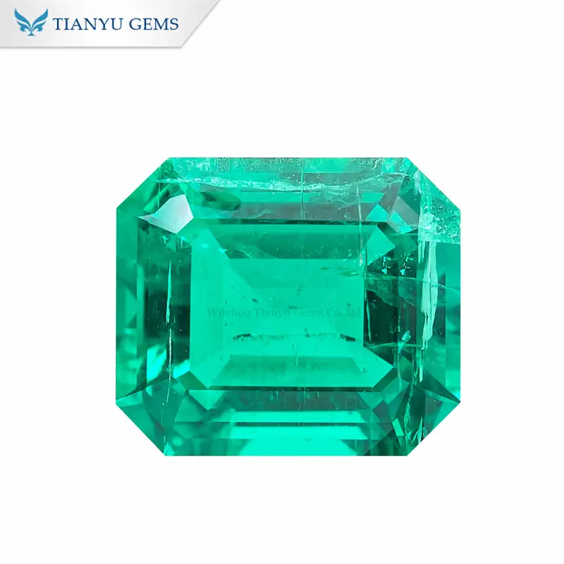Emerald Cut Hydrothermal Colombian Emerald With Inclusions 1