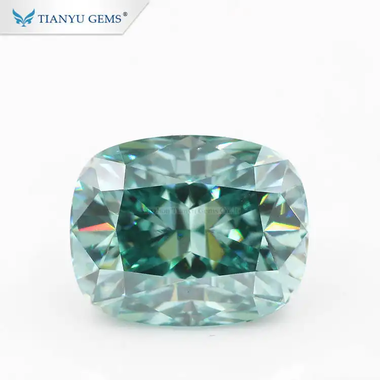 Tianyu gems cushion shape  blue VVS highest quality moissanite 1