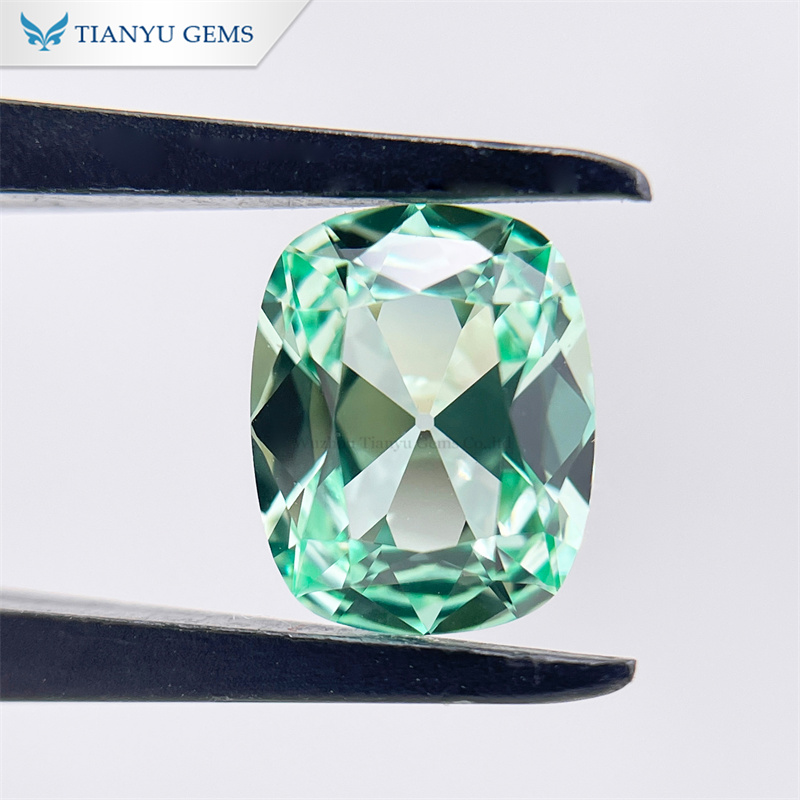 맞춤 제작 핸드메이드 쿠션 (앤티크 컷 연녹색 사파이어, 실험실에서 재배) 8