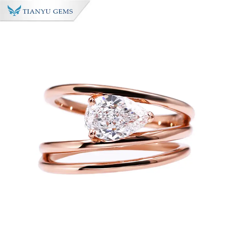 Tianyu Gems Pear Cut Lab Grown Diamond Ring 14K Rose Gold Engagement Ring 1