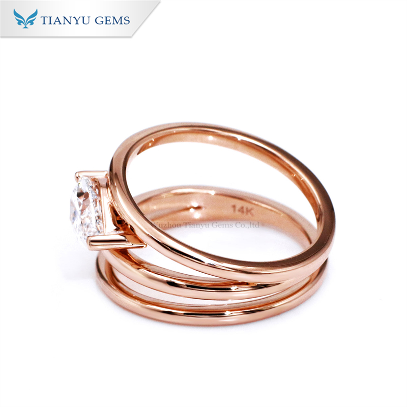 Tianyu Gems Pear Cut Lab Grown Diamond Ring 14K Rose Gold Engagement Ring 6