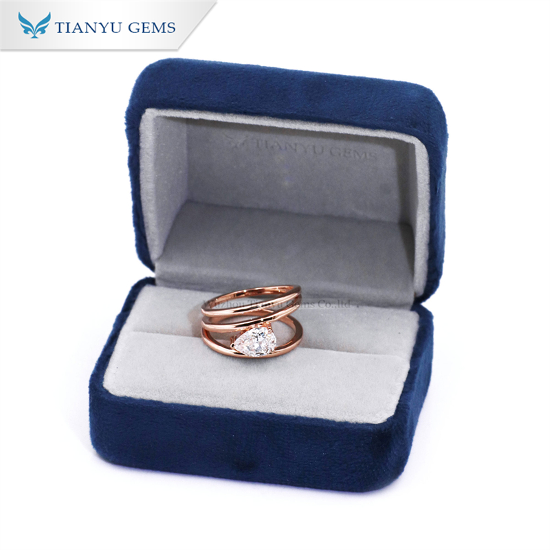 Tianyu Gems Pear Cut Lab Grown Diamond Ring 14K Rose Gold Engagement Ring 7