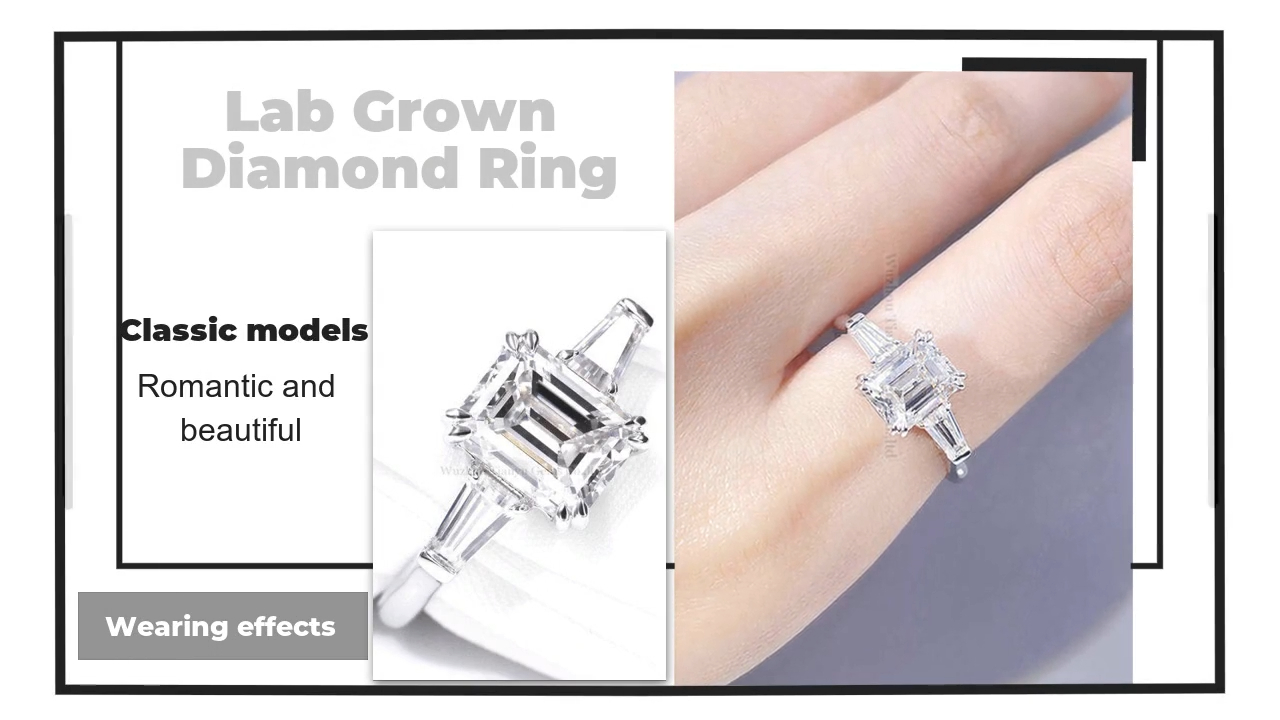 Tianyu Gems 14K white gold  lab grown diamond classic four claw diamond ring women's ring proposal three diamond ring 4