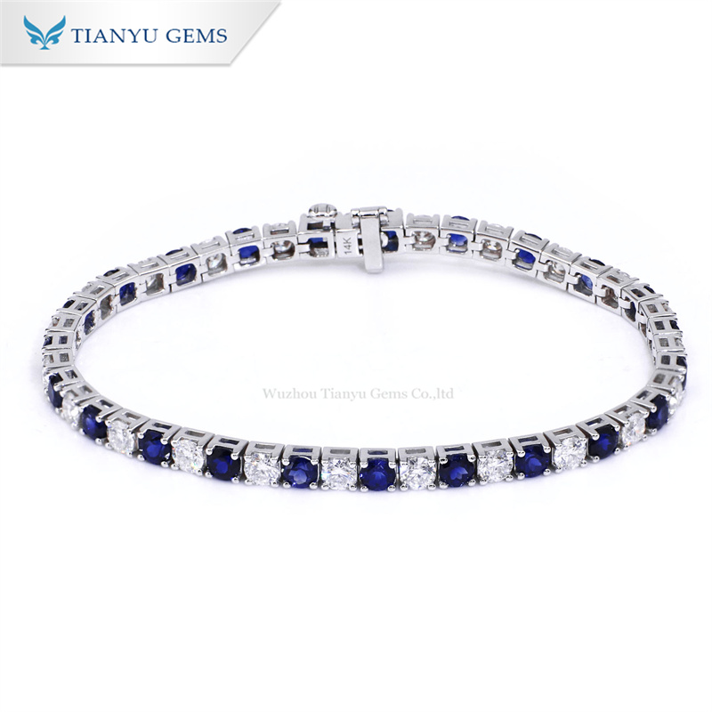 Tianyu Gems 14Kホワイトゴールド サファイアブレスレット