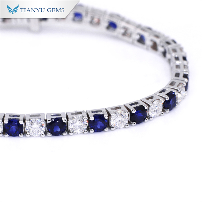 Tianyu Gems 14k White Gold Sapphire Bracelet Fashion Women's Tennis Bracelet 3
