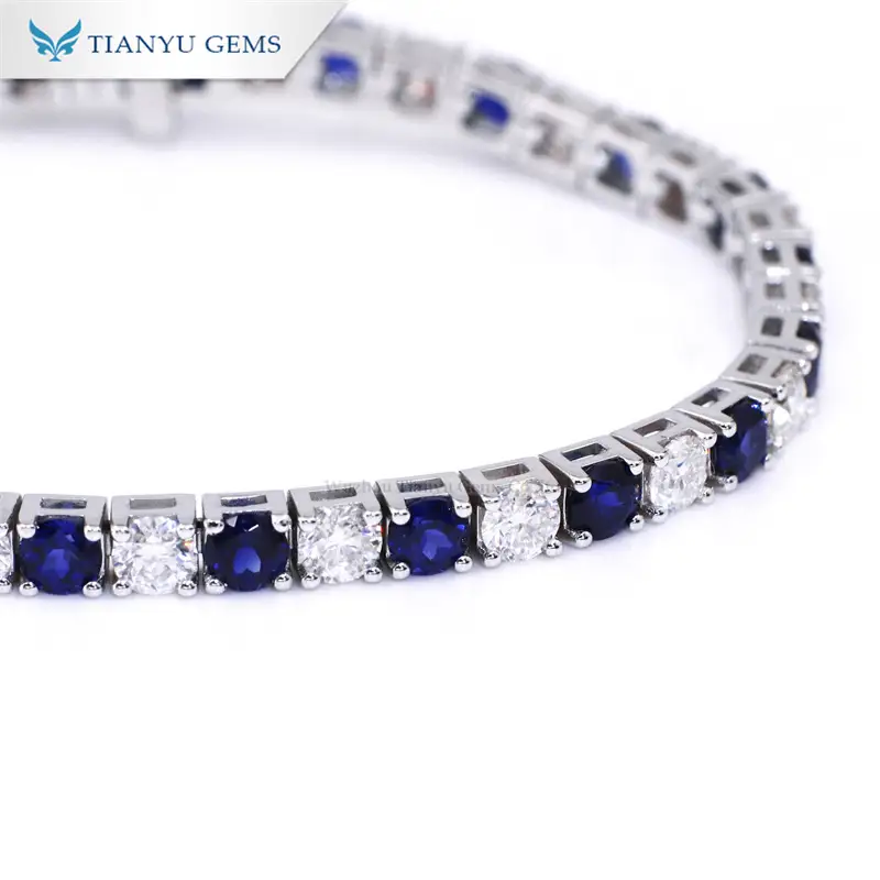 Tianyu Gems 14Kホワイトゴールド サファイアブレスレット