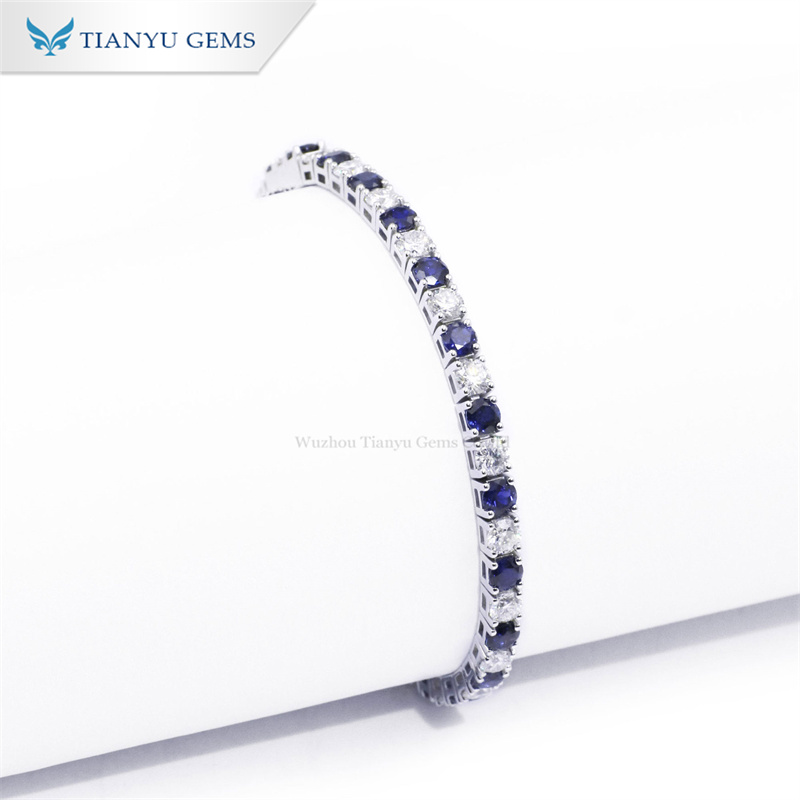 Tianyu Gems 14k White Gold Sapphire Bracelet Fashion Women's Tennis Bracelet 2